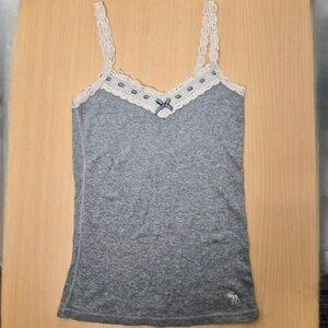 Abecrombie Kids Gray Cotton Lace Ribbon Bella Swan Core Petite Twee Tank Top S